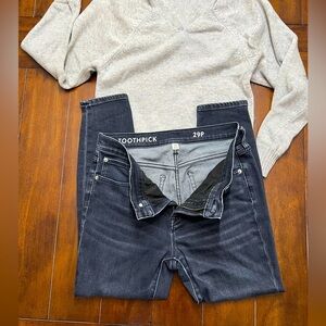 ❤️ J Crew toothpick skinny jeans Black stoned washed Jeans